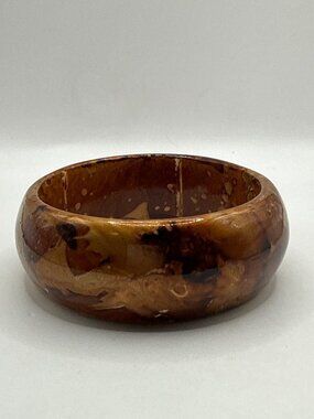 Chunky Marbled Resin Rootbeer Tortoise Swirl Boho Retro Bangle Bracelet